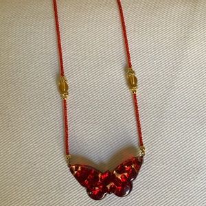 Murano Glass red and gold 18in butterfly necklace PRICE DROPPED!